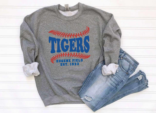 Tigers Stitching Heather Graphite Sweatshirt/Hoodie Option