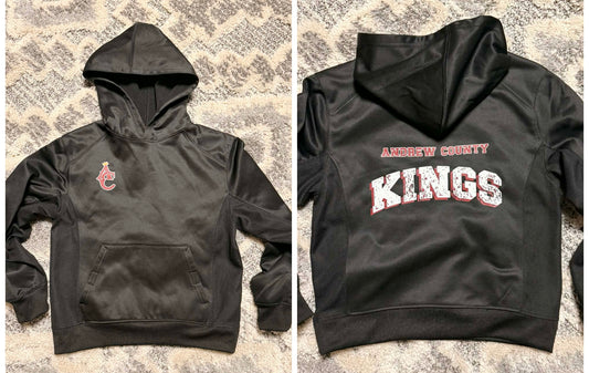 Front + Back Distressed Andrew Country Kings Black Moisture Wicking Hoodie