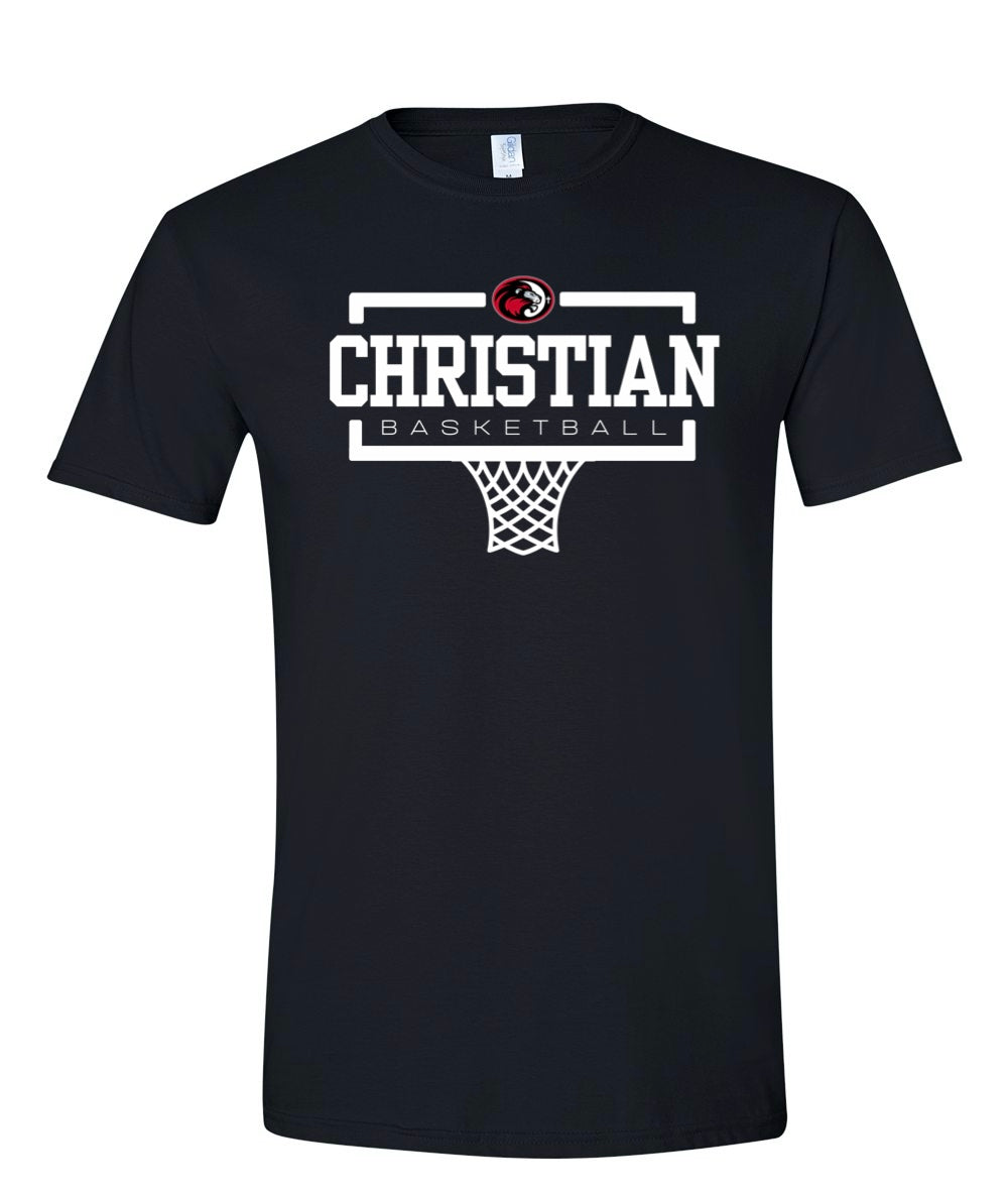 White Christian Basketball Black Tee