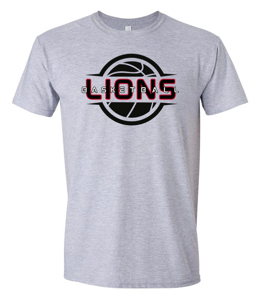 Lions Circle Basketball Sports Grey Tee