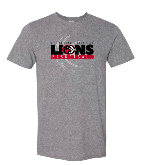 St. Joseph Christian Lions Basketball Heather Graphite Tee
