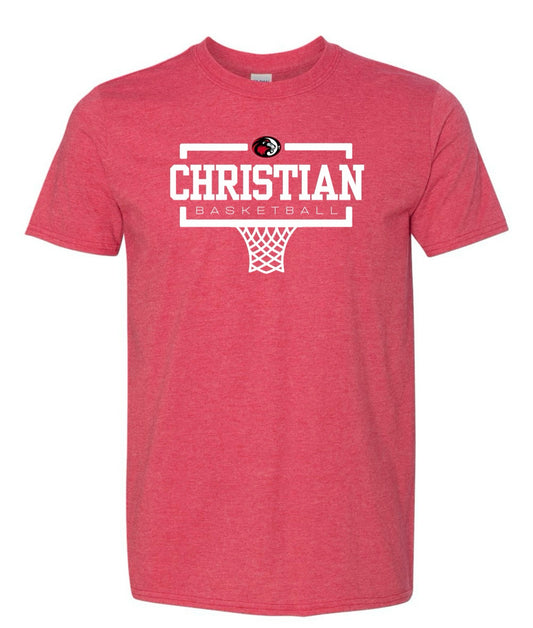 White Christian Basketball Heather Red Tee