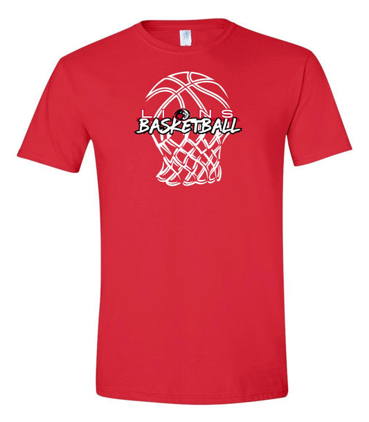 Lions White Net Basketball Red Tee
