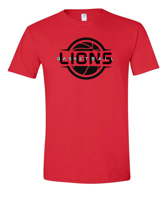 Lions Circle Basketball Red Tee
