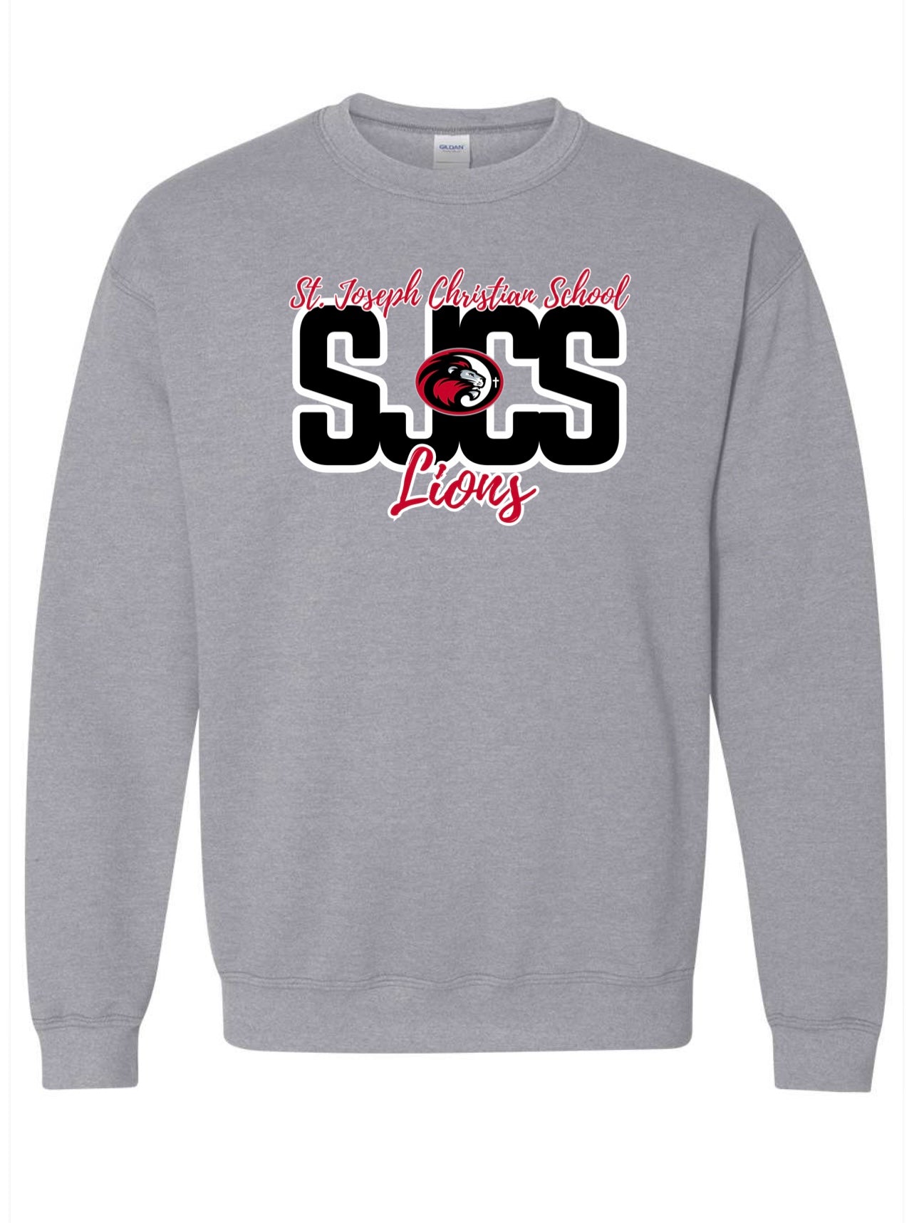 SJCS Lions Script Sports Grey Sweatshirt/Hoodie Option