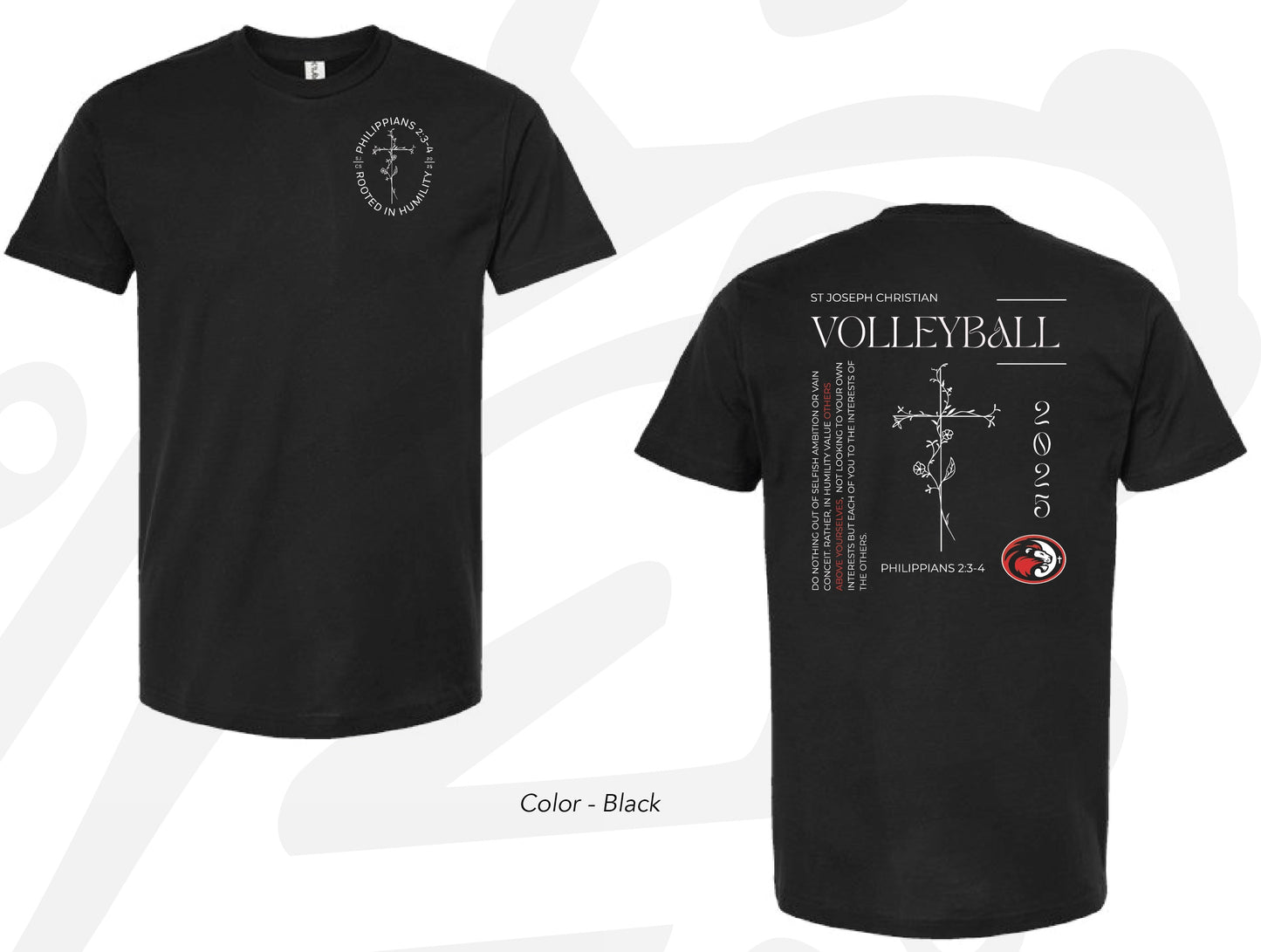 Front + Back Rooted In Humility Black Tee