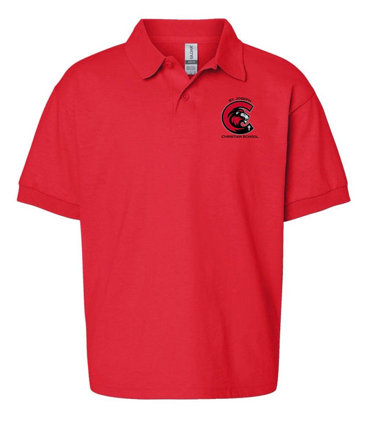 Red Youth Gildan Dryblend Polo