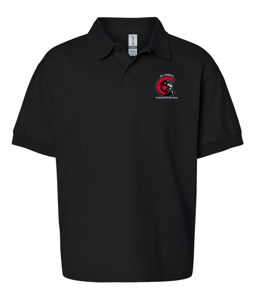 Black Youth Gildan Dryblend Polo