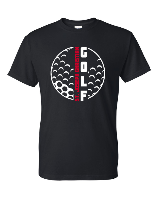 Red & White Golf Design Black Tee