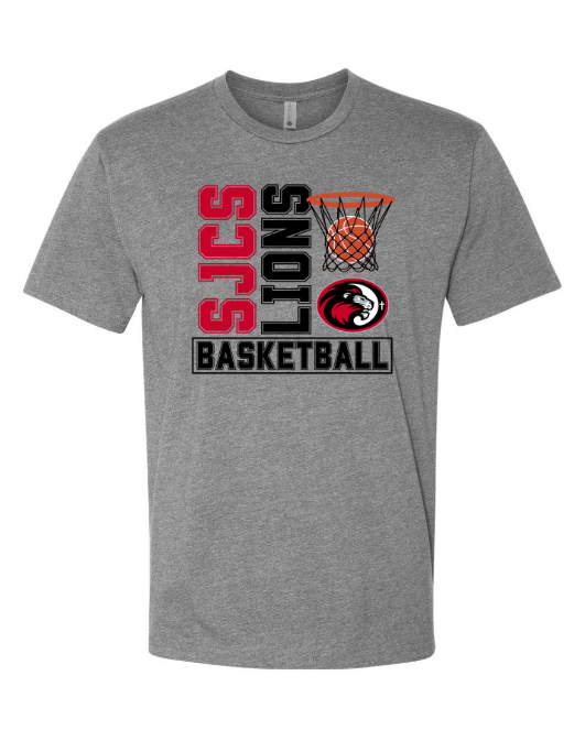 Red & Black Vertical SJCS Lions Basketball Sports Grey Option