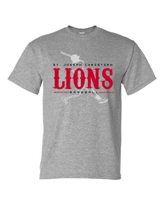 Saint Joseph Christian Lions Baseball Sports Grey Tee