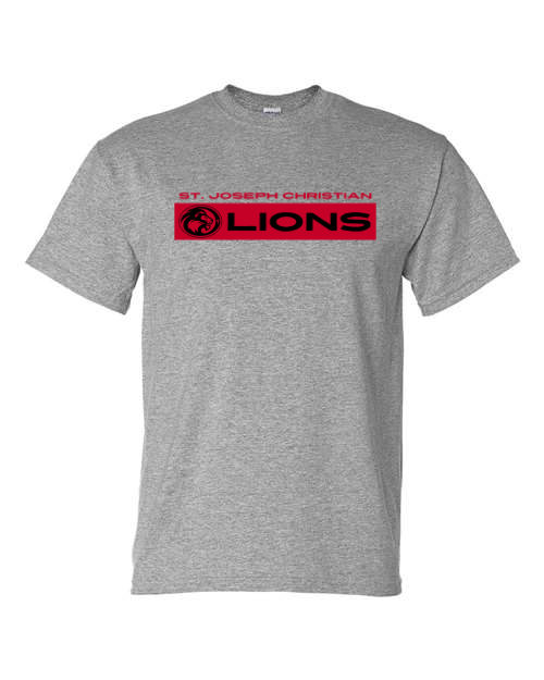 Red & Black SJCS Lions Sports Grey Short Sleeve/Long Sleeve