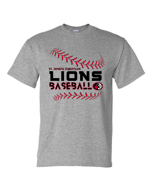 Lions Baseball Sports Grey Tee