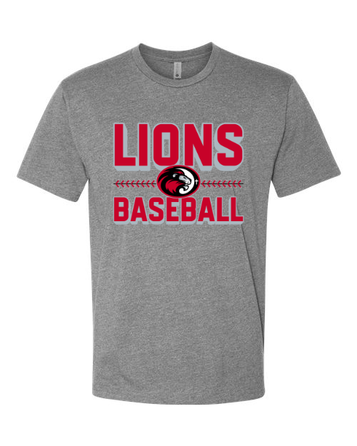 Lions Baseball Logo Stitching Sports Grey Next Level Tee