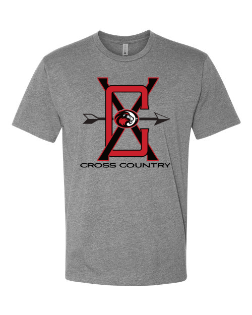Red & Black Cross Country Sports Grey Next Level Tee