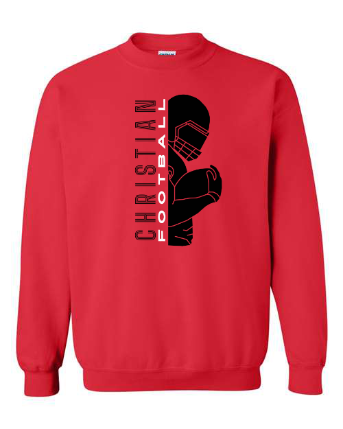 Vertical Christian Football Red Sweatshirt/Hoodie Option