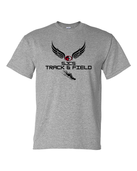 Black SJCS Track & Field Sports Grey Tee